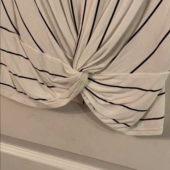 White Striped Tie Front Tshirt - Picture 2 of 5